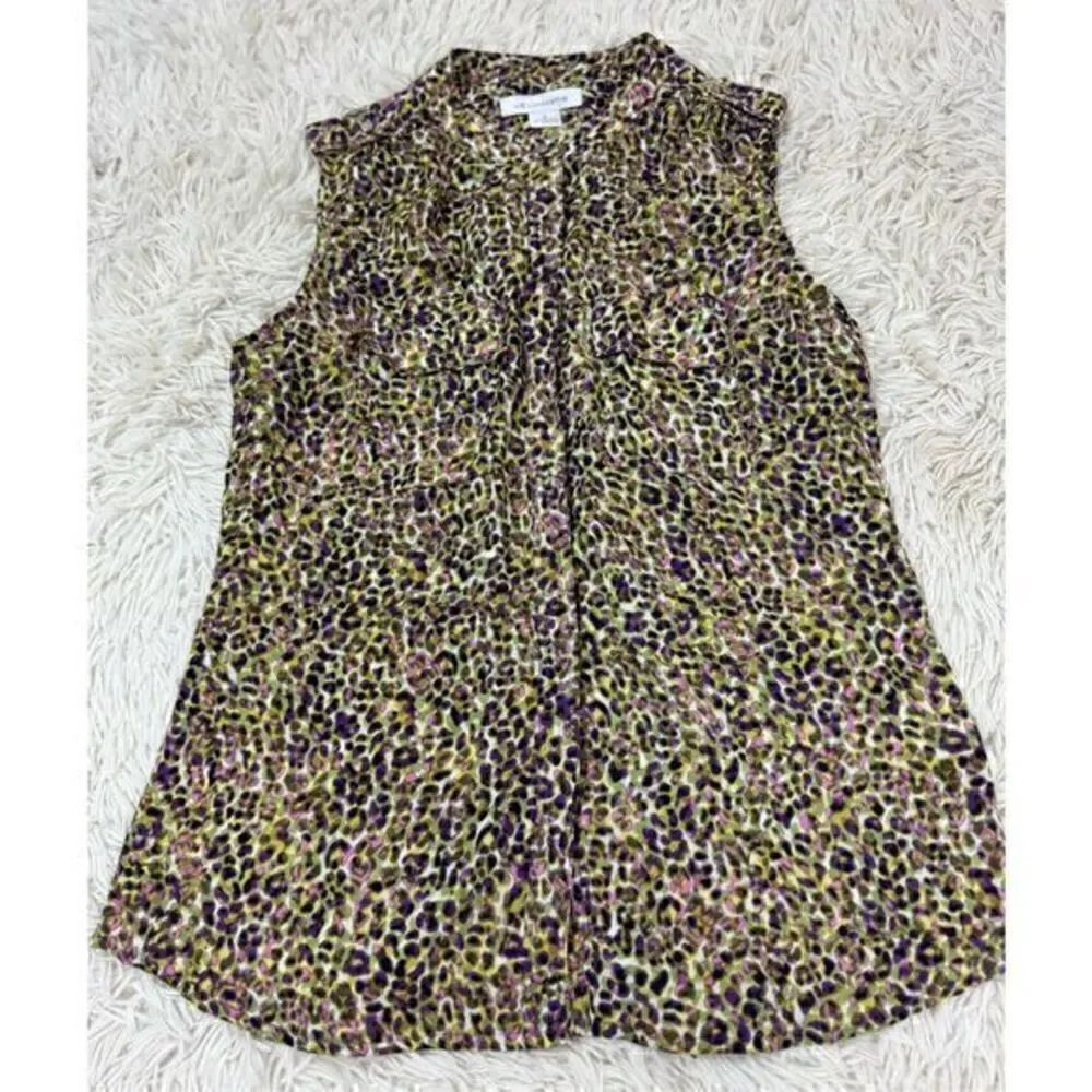 Colorful Pastel Cheetah Print sleeveless blouse size Small by Liz Claiborne